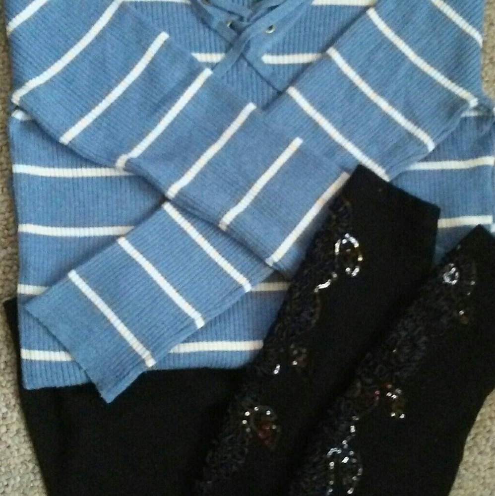 Black leggings partially embroided